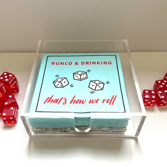 Acrylic Napkin Holder for Cocktail/Beverage Napkins, holds 40+ napkins - Picture 7 of 13